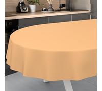 Nappe en Toile cirée, Lavable, pour Table de Jardin, extérieur et intérieur, Ovale, Bord coupé, Abricot - 200 x 140 cm