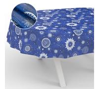 ANRO Nappe en Toile cirée Lavable, pour Table de Jardin, extérieur et intérieur, Ovale, Bord coupé, Astrologie, 180 x 140 cm