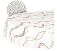 ANRO Nappe en Toile cirée Lavable, pour Table de Jardin, extérieur et intérieur, Ovale, Bord coupé, Vagues, 240 x 140 cm