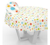 ANRO Nappe en Toile cirée Lavable, pour Table de Jardin, extérieur et intérieur, Ronde, 140 cm, Bord coupé, fête