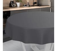 ANRO Nappe en Toile cirée Lavable, pour Table de Jardin, extérieur et intérieur, Ronde, 140 cm, Bord coupé, Anthracite