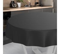 ANRO Nappe en Toile cirée Lavable, pour Table de Jardin, extérieur et intérieur, Ronde, 140 cm, Bord coupé, Noire