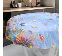 ANRO Nappe en Toile cirée Lavable, pour Table de Jardin, extérieur et intérieur, Ronde, Bord coupé, 140 cm