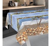 ANRO Nappe en Toile cirée, Lavable, pour Table de Jardin, extérieur, intérieur, 220 x 140 cm, Bord coupé, Vacances