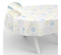 ANRO Nappe en Toile cirée, Lavable, pour Table de Jardin, extérieur, intérieur, Ovale, 180 x 140 cm, Bord coupé, Pointes