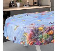 ANRO Nappe en Toile cirée Lavable, pour Table de Jardin, extérieur, intérieur, Ovale, Bord coupé, 180 x 140 cm