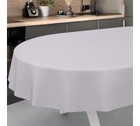 ANRO Nappe en Toile cirée, Lavable, pour Table de Jardin, extérieur, intérieur, Ovale, Bord coupé, Grise, 180 x 140 cm