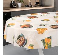 ANRO Nappe en Toile cirée Lavable, pour Table de Jardin, extérieur, intérieur, Ovale, Bord coupé, Oranges, 180 x 140 cm