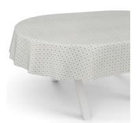 ANRO Nappe en toile cirée lavable, pour table de jardin, ronde, ovale ou rectangulaire, ovale, bord coupé, 180 x 140 cm, grise