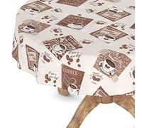 ANRO Nappe en toile cirée lavable - Rectangulaire - Ovale - Ronde - Bord coupé - Café - 120 cm