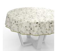 ANRO Nappe en toile cirée lavable - Ronde - 140 cm - Avec ourlet - Bordée - Résistante à l'eau - Eucalyptus