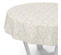 ANRO Nappe en toile cirée lavable, ronde, ovale ou rectangulaire, motif labyrinthe Moderna, bord coupé, ronde, 140 cm