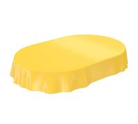 Anro Nappe en toile cirée lavable, uni, brillant, Toile cirée, jaune, Schnittkante Oval 140 x 240cm