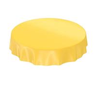 Anro Nappe en toile cirée lavable, uni, brillant, Toile cirée, jaune, Schnittkante Rund 140cm