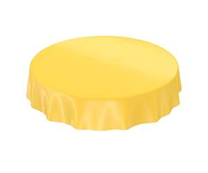 Anro Nappe en toile cirée lavable, uni, brillant, Toile cirée, jaune, Schnittkante Rund 140cm