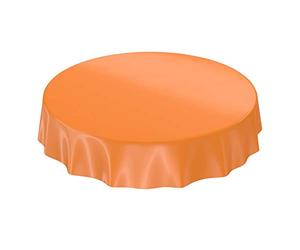 Anro Nappe en toile cirée lavable, uni, brillant, Toile cirée, Orange, Schnittkante Rund 100cm