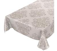 Anro Nappe en toile cirée Motif arabesques, Fibres synthétiques, beige, 180 x 140cm eingefasst