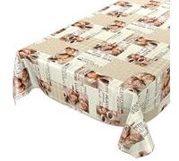 ANRO Nappe en toile cirée - Motif café et expresso - Bordé - 200 x 140 cm