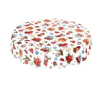 ANRO Nappe en Toile cirée Ronde - Motif Boules de Noël - 140 cm