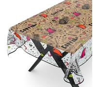 ANRO Nappe Film Transparent Nappe cirée Transparente Protection de Table Film de Protection Film de Table imprimé Motif café 180 x 140 cm avec Ourlet