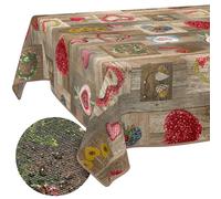 ANRO Nappe Lavable en Forme de cœur rectangulaire 200 x 140 cm - Imperméable pour l'intérieur et l'extérieur, Effet Lotus, avec Ourlet