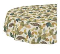 ANRO Nappe Penelope 70% Coton 30% Polyester - Enduite Acrylique, Lavable, Motif Feuilles, Bord Coupé, Cuisine Salon Terrasse 220x140 cm