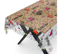 ANRO Nappe Transparente en Toile cirée Transparente - Protection de Table - Film de Protection imprimé Motif café - 300 x 140 cm - Bord coupé