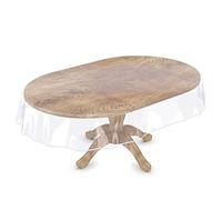 Anro Nappe transparente lavable en film transparent avec ourlet, PVC, Blanc., Oval 200x140cm
