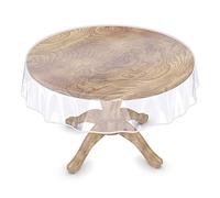 Anro Nappe transparente lavable en film transparent avec ourlet, PVC, Blanc., Rund 120cm
