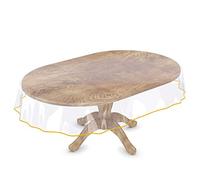 Anro Nappe transparente lavable en film transparent avec ourlet, PVC, jaune, Oval 200x140cm