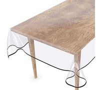 Anro Nappe transparente lavable en film transparent avec ourlet, PVC, Noir , 260x140cm