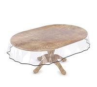 Anro Nappe transparente lavable en film transparent avec ourlet, PVC, Noir , Oval 260x140cm