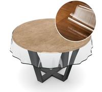 Anro Nappe transparente lavable en film transparent avec ourlet, PVC, Noir , Rund 140cm