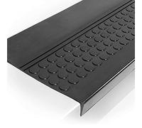 ANRO Tapis d'escalier, en caoutchouc, pour extérieur et intérieur, antidérapant, noir, dimensions : 60 x 30 x 4 cm