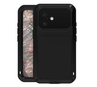 ANROD Coque Antichoc pour iPhone 17, Aluminium Militaire (Noir) | Housse Rigide avec Verre Trempé, Cadre Métallique complet Anti-poussière Étanche pour Sport Travail Extérieur