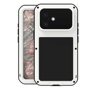 ANROD Coque Antichoc pour iPhone 17 Pro, Aluminium Militaire (Blanc) | Housse Rigide avec Verre Trempé, Cadre Métallique complet Anti-poussière Étanche pour Sport Travail Extérieur