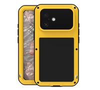 ANROD Coque Antichoc pour iPhone 17 Pro Max, Aluminium Militaire (Jaune) | Housse Rigide avec Verre Trempé, Cadre Métallique complet Anti-poussière Étanche pour Sport Travail Extérieur
