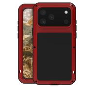 ANROD Coque Antichoc pour iPhone 17 Pro Max, Aluminium Militaire (Rouge) | Housse Rigide avec Verre Trempé, Cadre Métallique complet Anti-poussière Étanche pour Sport Travail Extérieur