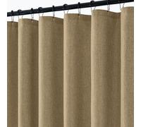 ANRODUO Rideau de douche en tissu texturé en lin kaki avec 12 crochets métalliques durables résistants à la rouille, polyester imperméable et robuste, trou de bouton, lavable en machine pour