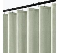 ANRODUO Rideau de douche extra long en tissu - Vert sauge 182,9 x 243,8 cm avec 12 crochets métalliques durables résistants à la rouille, imperméable et texturé en lin, design à trou de bouton,