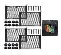 ANROI 4PCS Filet Rangement Voiture 35X25CM, Organisateur de Coffre de Voiture pour Voiture, Caravane, Bateau, Camping-Car, Camionnettes Cargaison, Maisons - Idéal pour le Rangement Objets du Quotidien