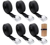 ANROI Lot 6 Sangles pour Porte-vélos réglables avec Fermoir à Pince - Idéales pour vélos, Motos, Bagages, Colis et Camping (Noir)