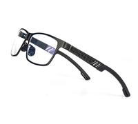ANRRI Lunettes anti-lumière bleue pour hommes, monture métallique noire tendance, avec filtre anti-lumière bleue. (Noir)