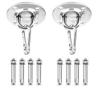 Anruyi Crochet Plafond Suspension, 2 Sets Mousqueton Balancoire, Crochet de Balançoire avec Chevilles Métalliques à Expansion pour Béton Bois Ensembles Yoga hamac Chaise, Capacité de Charge de 300Kg