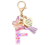Anruzon Porte-clés fille - Lettre clé - Pendentif papillon - Cadeau de rentrée des classes - Petit cadeau - Cadeau pour enfants, filles, femmes - Rose, Rosa-f, S
