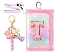 Anruzon Sac de poitrine pour enfant, portefeuille triple plié avec porte-clés, porte-monnaie pour fille, lettres de A à Z, porte-monnaie à bandoulière, petit portefeuille, cadeau de rentrée scolaire