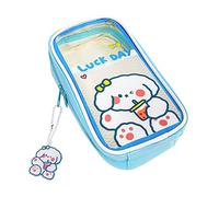 ANSAIR Étui à Crayons Kawaii avec épingle Kawaii, Grand étui à Crayons Transparent, étui à Crayons esthétique Mignon for Filles (Ours Brun) (Color : Blue Puppy)