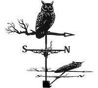 ANSAIR Girouette Chouette Faite à la Main Girouette Indicateur de Direction Girouette Ferme Noir en Acier Inoxydable for Toit Extérieur Jardin Montage Cour Décor