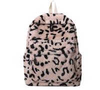 ANSAIR Joli Sac à Dos à Fourrure for Filles Adolescentes, Sacs à Dos Moelleux à imprimé léopard, Sac à Dos Kawaii avec Fausse Fourrure (Color : Brown)