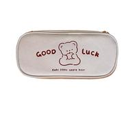 ANSAIR Mignon Ours Grande capacité Trousse à Crayons Japonais Toile Porte-Stylo Kawaii Papeterie Pochette Dessin animé Maquillage Sac à cosmétiques for la rentrée Scolaire (Color : Good Luck)